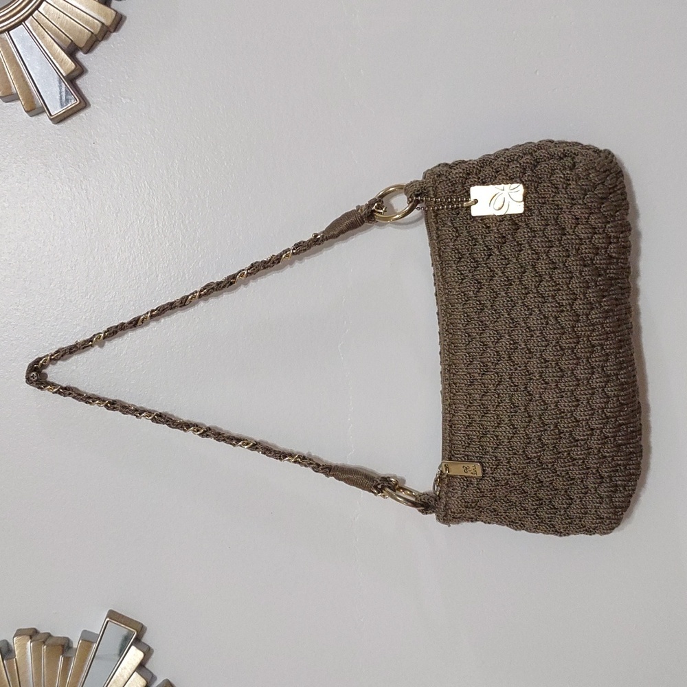 Lina Original Crochet Mini Shoulde Purse w/ Gold Tone Hardware &  Inner Pockets